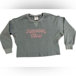 Sly Fox Saturday Vibes Crop Sweatshirt Blue/Green Color Size Medium Comfy Soft